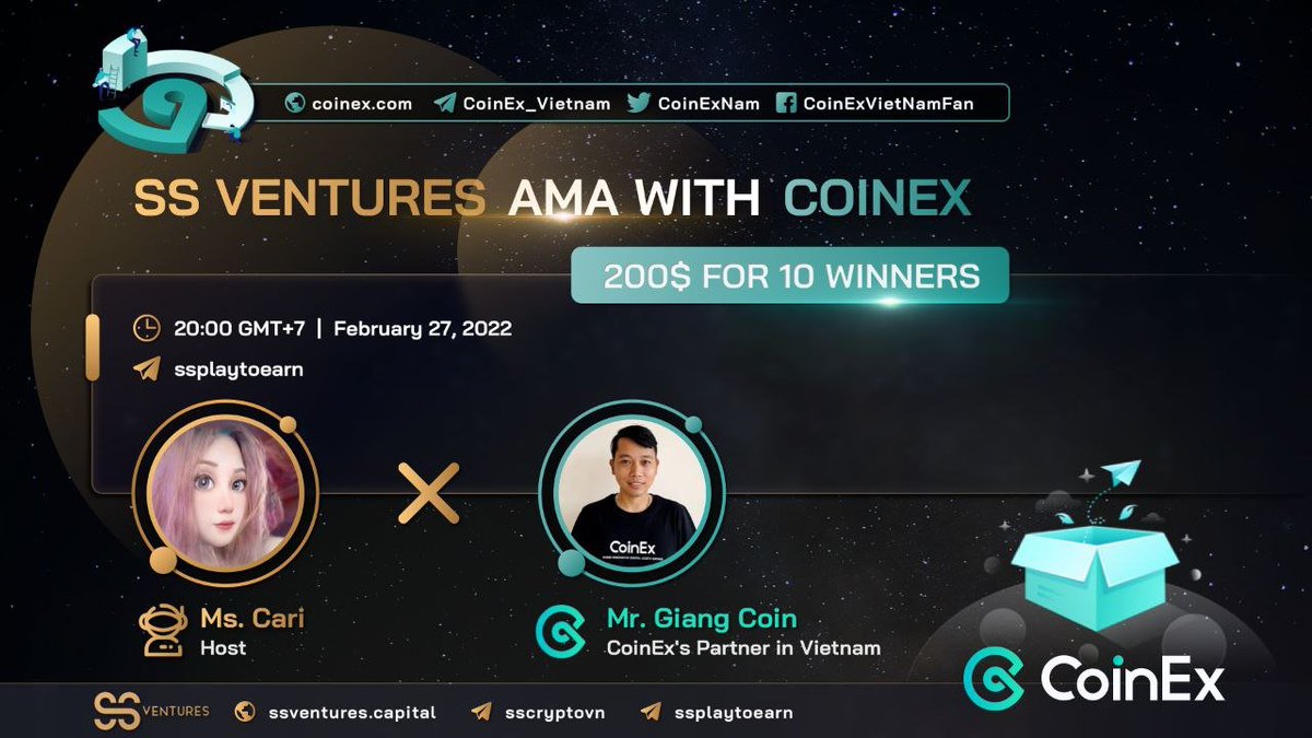 ventures_ss's tweet photo. 🥰SS Ventures pleased to announce our next AMA with CoinEx @coinexcom on 27th February 2022 at 1:00 PM UTC
📌Venue: https://t.co/sohn03AuC2
🏆Rewards: 200$ CET
👉Join here: https://t.co/RksE3gVG5V
Can't wait to see you there🥳
#SSVentures #Coinex #AMA https://t.co/MXnwTmi4O6