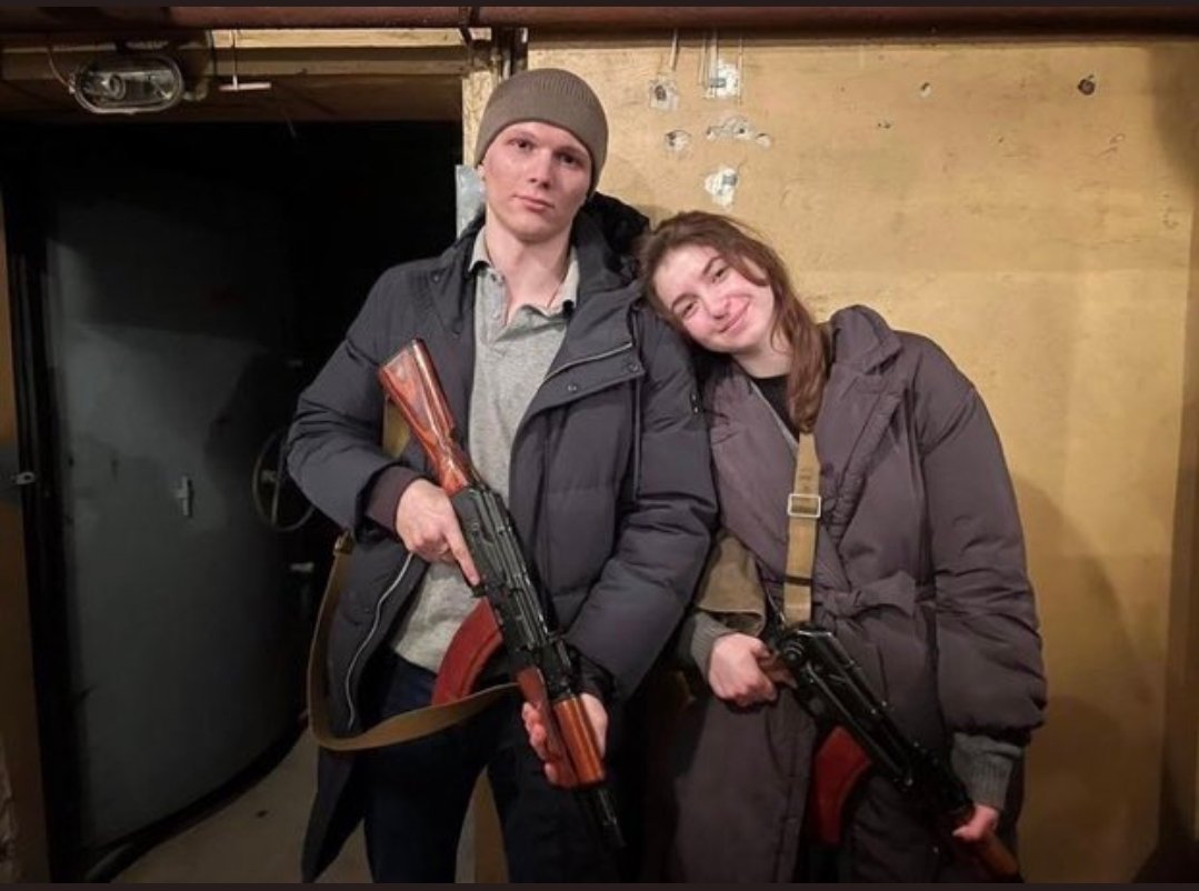 <a href="/TheSimpsons/">The Simpsons</a> @AlexKokcharov Yaryna (21) and Sviatoslav (24). They were married Wednesday, the day #Russia invaded #Ukraine. Today they joined the call to take up arms in defense of Ukraine.  
#UkraineUnderAttack #RussiaUkraineWar
