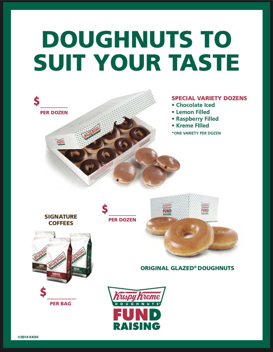 thwakster's tweet photo. Lyon County High School is selling Krispy Kreme doughnuts for prom and project prom. Orders and money are due by March 4th and delivery will be March 9th. Let me know how many dozen you want! 🍩
Special Variety $9.00/dozen
Original Glazed $8.00/dozen
Signature Coffee $9.00/bag https://t.co/20sPc7fBph
