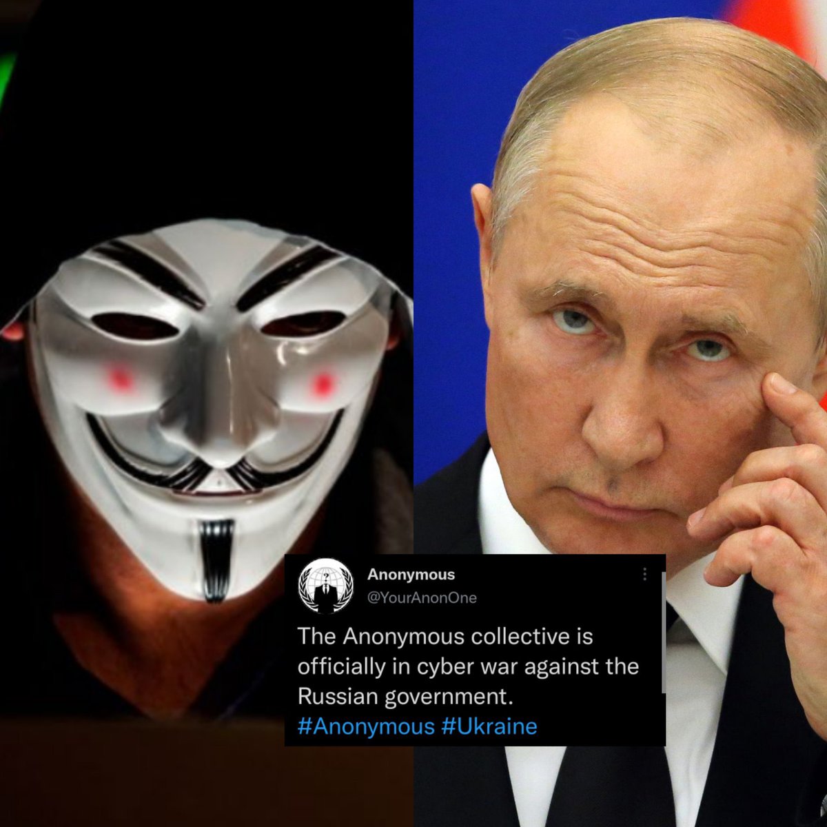 Anonymous_espal's tweet photo. Cyber war 

Voy por ti RUSIA Y PUTIN #Russia and Ukraine #Anonymous https://t.co/vi46LCoHie