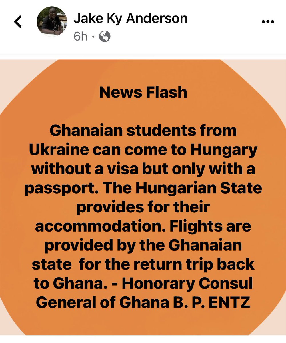 MacJordaN's tweet photo. Information for Ghanaian 🇬🇭students in #Ukraine. Kindly retweet and share with your networks. 

#UkraineRussia #UkraineWar #HungaryConsulate @Bridget_Otoo @mawulilotsu https://t.co/YoEh6tK0Z5