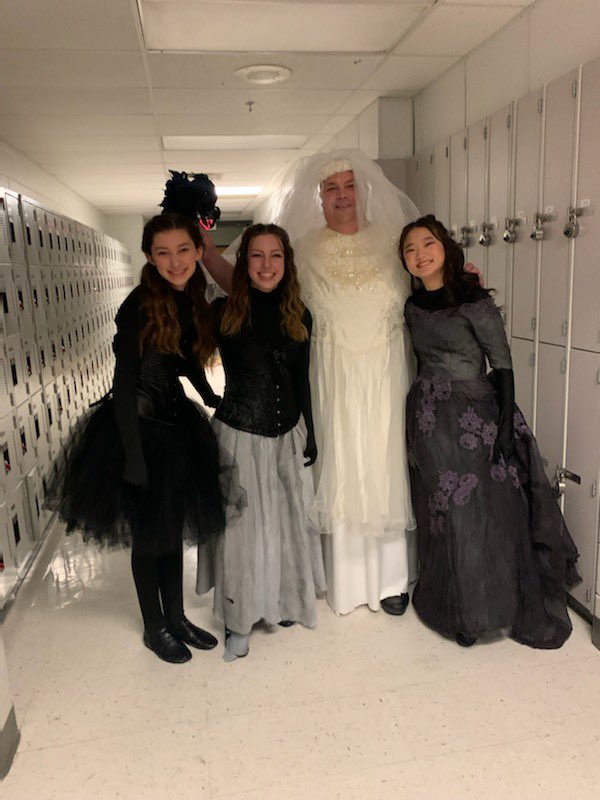 220Arts's tweet photo. Thanks to @BHS_Principal for being a great sport about your cameo in this year’s musical during the nightmare bridal sequence. And a special shout-out to costumer Chris Baustert for sewing a custom gown! #seethestudent220 https://t.co/Cjjij5mZPu
