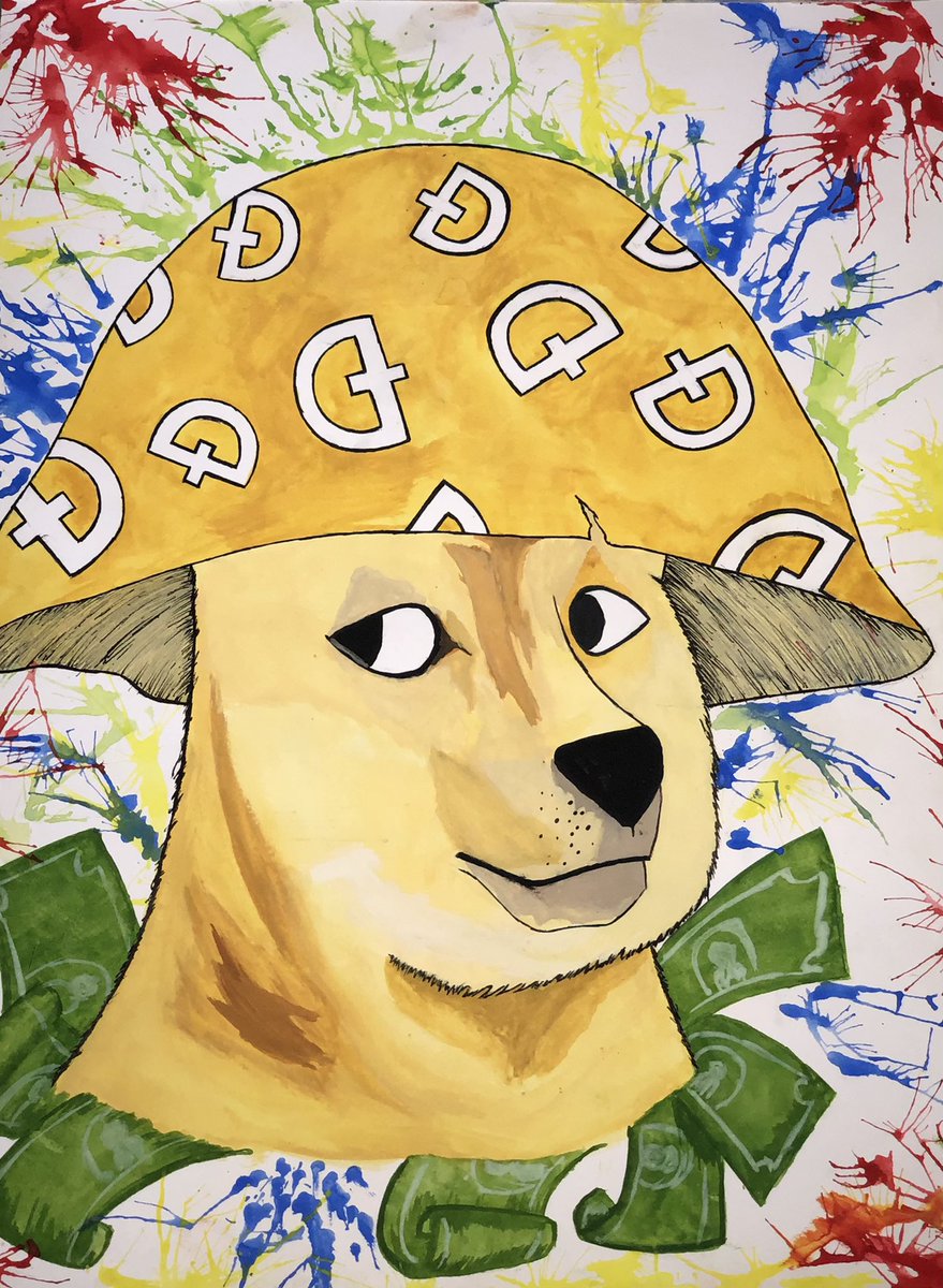 fungiontheblock's tweet photo. Hello from the Fungi’s On The Block. We want to let you know we have a cleaner style for the original three and we will have painted backgrounds from now on as well thanks for your support. Just scope the doge fungi. Remember Buy The Ticket Take The Ride-Hunter S. Thompson. #NFT https://t.co/Gh8aMLVYLj