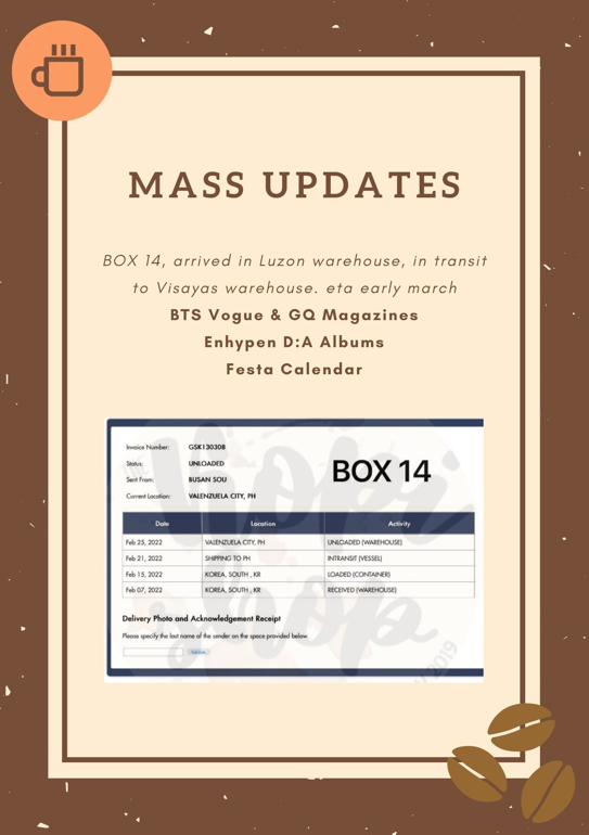 thekopishop's tweet photo. #KopiUpdates MASS UPDATES AS OF 11:30AM FEB. 26, 2022 SATURDAY🤎

Please don't hesitate to DM us for questions, clarifications etc. Thank you &amp; God bless! https://t.co/eWg59LIjNm