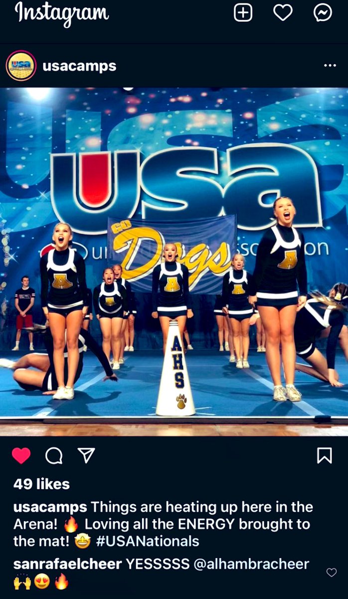 AHS Cheer is at Nationals and through one day and a solid passionate quality technical performance AHS is in 2nd place out of 28 Varsity teams. Proud of you!!! One more day to go for Alhambra High Cheer Team Tomorrow at US Nationals.
