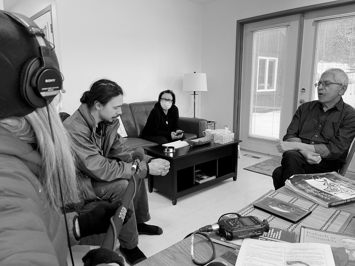 AngelaSterritt's tweet photo. Having Gitxsan elders share so much precious and powerful knowledge of our adaawk (oral history) ayook (Gitxsan law) and laxyip (territories) is everything. Showing me who I am and where I belong. #cbcpodcast #LandBack https://t.co/Tfw8jGuGSx