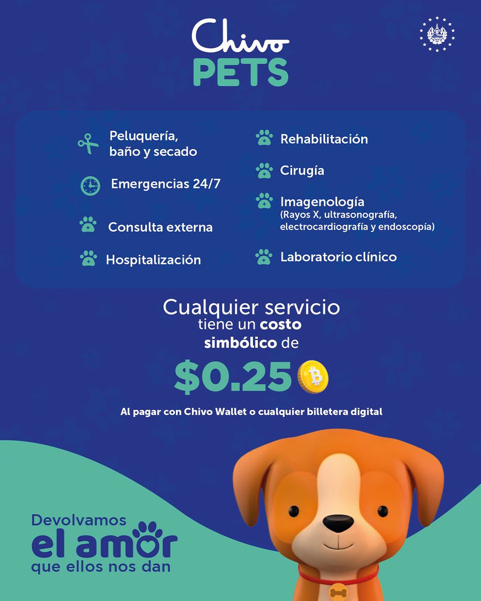 A partir de mañana a las 7:00 a.m., <a href="/chivopets/">Chivo Pets</a> empezará a atender a nuestros peluditos con la calidad que merecen. 🐾

Haz tu cita en: chivopets.sv 🐈🐶