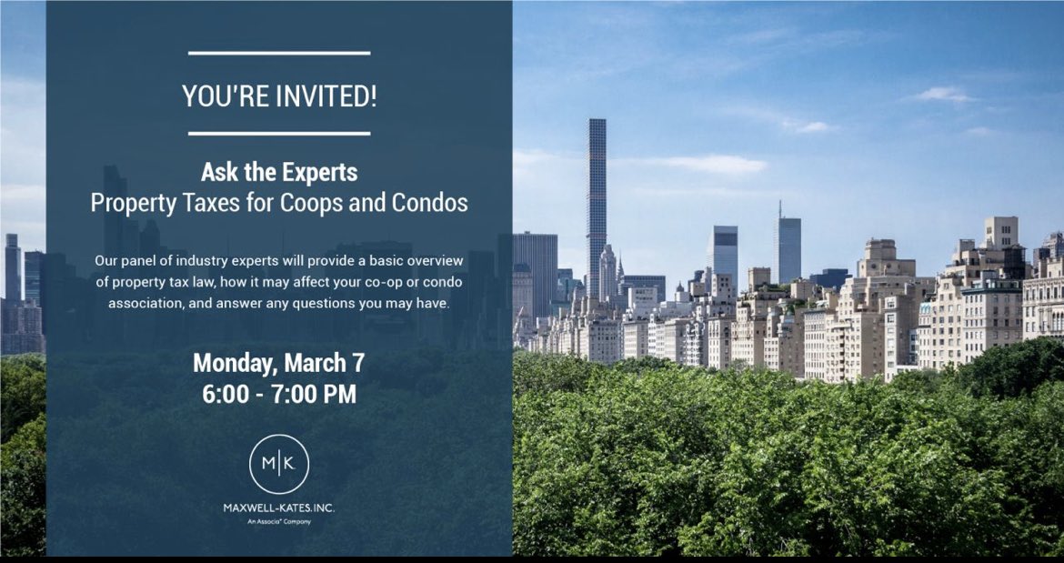 MaxwellKates's tweet photo. Join us on March 7th!  Click here to register: https://t.co/kHHpoXtuVJ #propertytaxes #maxwellkates #mki #RealEstate #nyc #NewYorkCity https://t.co/TXJpwcOC3f