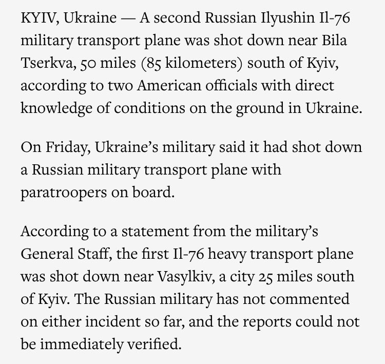 New @AP reporting tonight: Ukrainian President Volodymyr Zelenskyy was asked to evacuate Kyiv at the behest of the U.S. government but turned down the offer. An American official tells me Zelenskyy said, “The fight is here; I need ammunition, not a ride.”