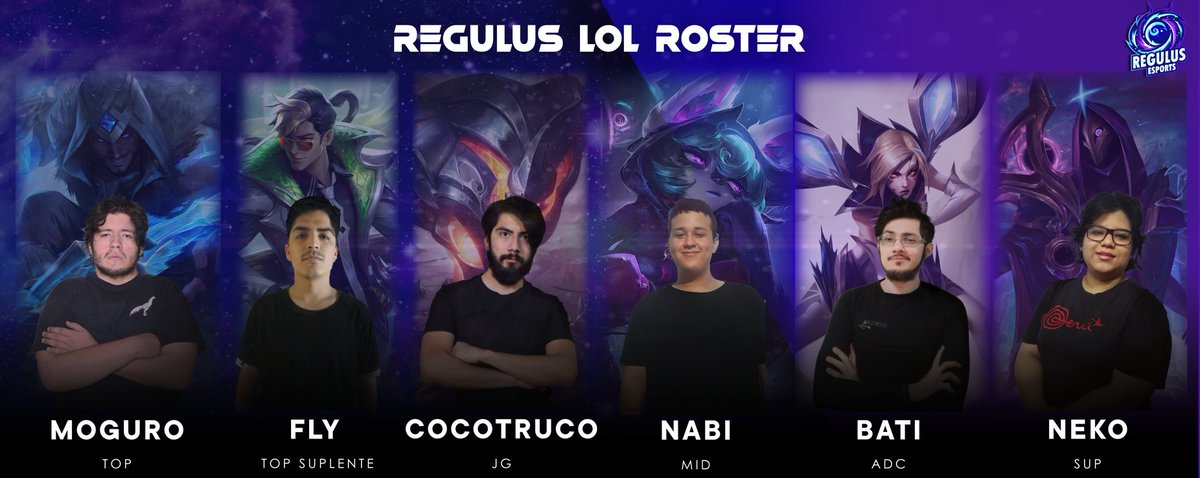 EsportsRegulus's tweet photo. Con ello presentamos a toda nuestro Roster de LoL. ¡Mucho éxito! #GoRGS #RGSWIN https://t.co/BSgaX5VYSp