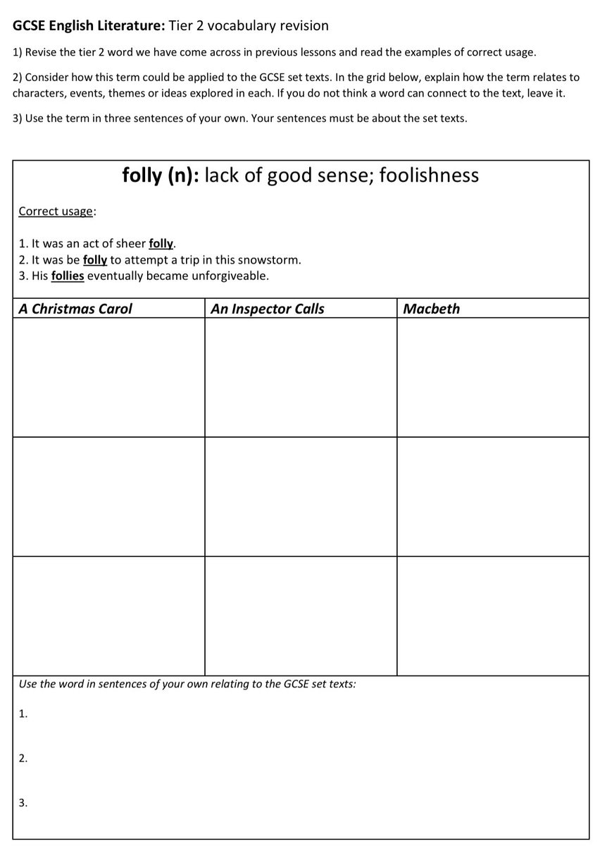 Stuart Pryke (@spryke2) on Twitter photo Trying to think of ways to help students revisit vocabulary we’ve encountered in academic articles whilst also revising set texts. Made this. Not sure I like it but will give it a go. Ignore the sentence mistake in ‘folly’. Template here: dropbox.com/s/t04q95c66cbe… <a href="/Team_English1/">Team English</a> Trying to think of ways to help students revisit vocabulary we’ve encountered in academic articles whilst also revising set texts. Made this. Not sure I like it but will give it a go. Ignore the sentence mistake in ‘folly’. Template here: dropbox.com/s/t04q95c66cbe… <a href="/Team_English1/">Team English</a>