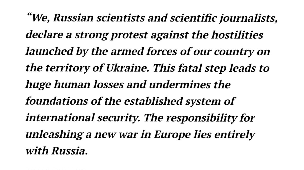 Der Widerstand in Russland wächst. Rund 400 russische Wissenschaftler*innen haben binnen 24 Stunden einen Brief gegen den Krieg unterschreiben. Darunter viele der Russischen Akademie der Wissenschaft in Moskau. DANKE für diesen Mut. #Russland ist nicht #Putin! #Ukraine 🇺🇦