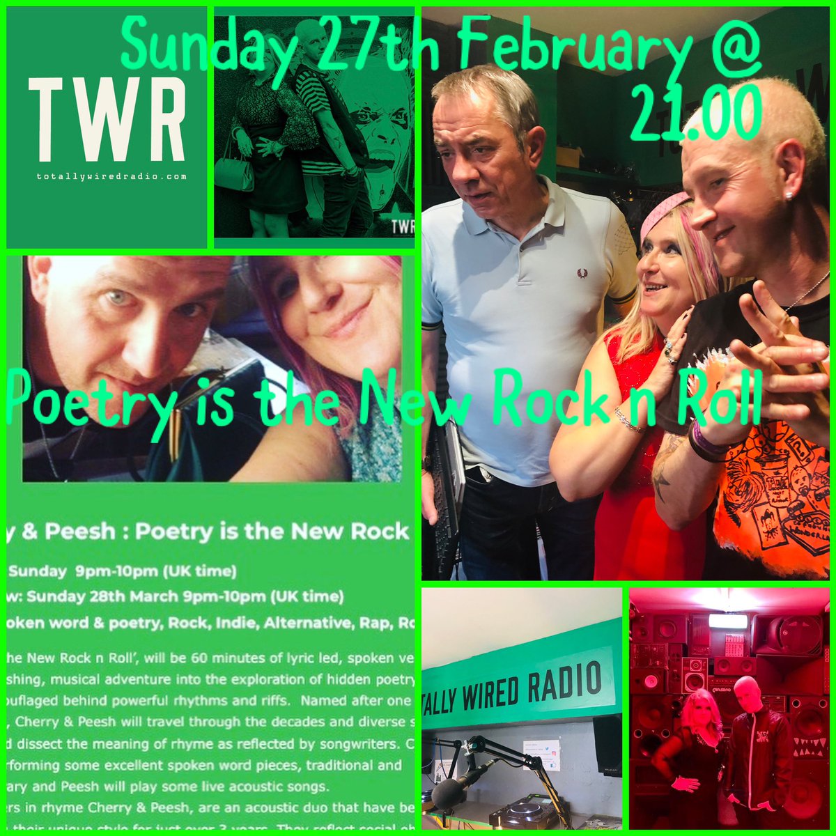 Cherry & Peesh (@cherrypeesh) on Twitter photo Join us this Sunday for our next show. Including tracks by Benefits, Blink 182, jah wobble and The Cure ๐๐๐ธ๐ถ
Listen via the Tunein app or online.
totallywiredradio.com/poetry-is-the-โฆ. <a href="/PeeshNE63/">Peesh LoGOz</a> @RadioWired <a href="/eddiepiller/">Eddie Piller</a> <a href="/realjahwobble/">Jah Wobble</a> <a href="/thecure/">The Cure</a> <a href="/thedistillers/">The Distillers</a> <a href="/ianbrown/">Ian Brown</a> Join us this Sunday for our next show. Including tracks by Benefits, Blink 182, jah wobble and The Cure ๐๐๐ธ๐ถ
Listen via the Tunein app or online.
totallywiredradio.com/poetry-is-the-โฆ. <a href="/PeeshNE63/">Peesh LoGOz</a> @RadioWired <a href="/eddiepiller/">Eddie Piller</a> <a href="/realjahwobble/">Jah Wobble</a> <a href="/thecure/">The Cure</a> <a href="/thedistillers/">The Distillers</a> <a href="/ianbrown/">Ian Brown</a>