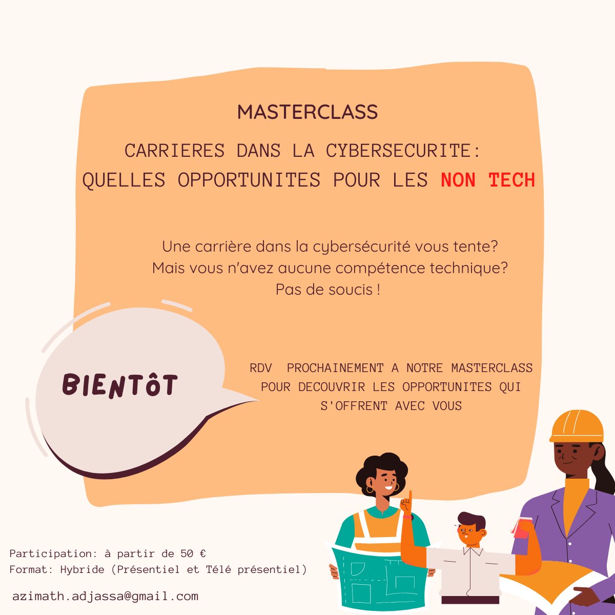 Tu as envie de faire carrière dans la #cybersécurité ? 
Mais tu n'as aucune compétence technique ?
The place to be, c'est le 26/03/2022 inshallah pour la #MasterClass  "CARRIERES DANS LA CYBERSÉCURITÉ: QUELLES OPPORTUNITÉS POUR LES NON TECH" vu.fr/carri%C3%A8res…
#CommeÇaTuSais
