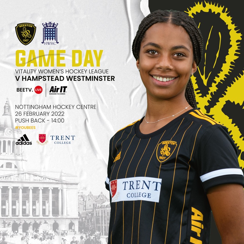 OfficialBeeHC's tweet photo. 🐝 Beeston vs Hampstead &amp; Westminster 🔵

It's a gorgeous day at Beeston Hockey Club as Hainsworth and Sordillo's Women's 1st XI battle it out against a 3rd-placed @HWHCofficial.

⏰ 2pm pushback
🎥 Or watch online at https://t.co/oCTvTdlIjH

YOU BEES!!! 🐝🔥

#BEEHAM