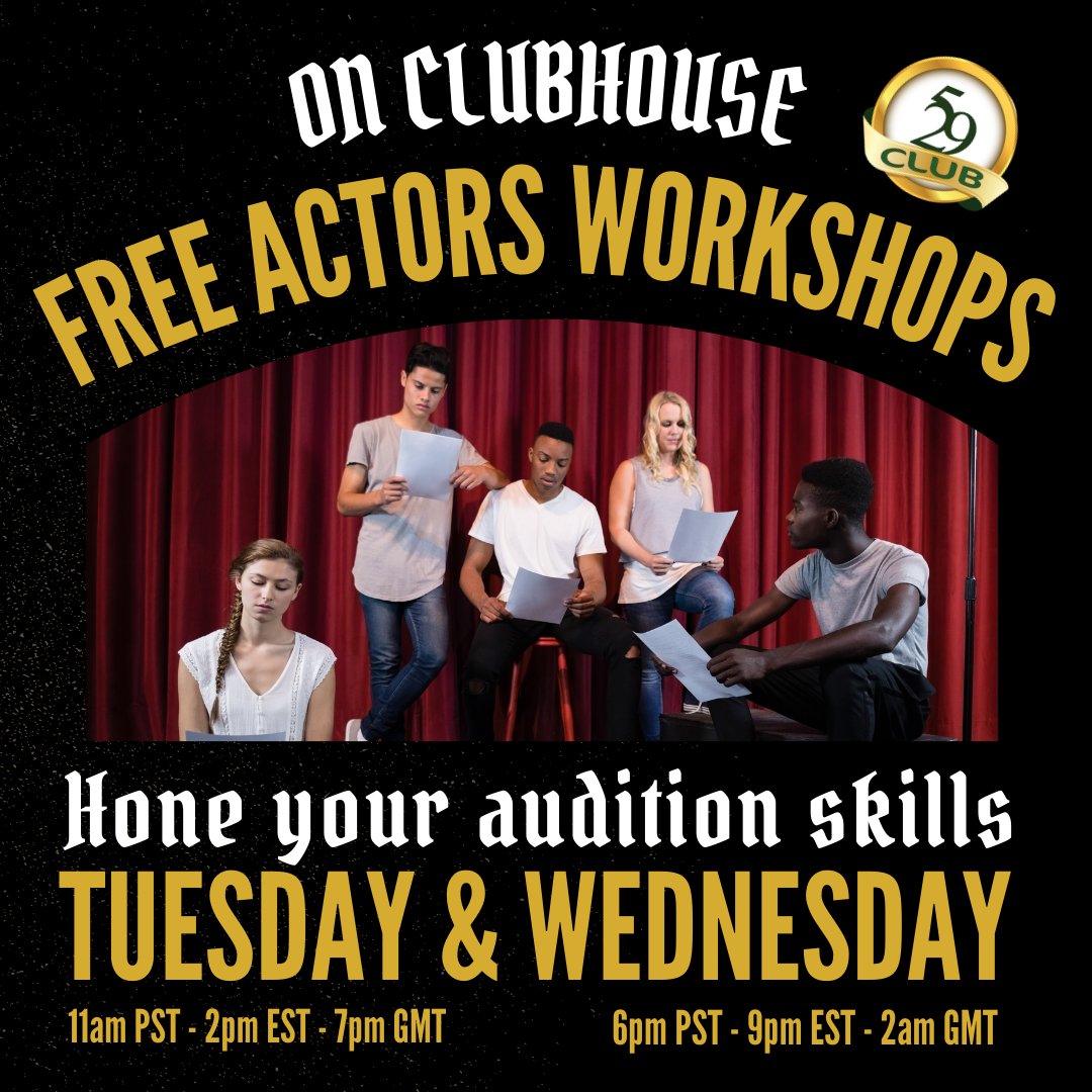 FREE REMOTE ACTORS WORKSHOPS ON CLUBHOUSE AUDIO APP - come along and join in the fun and hone your audition skills on clubhouse - clubhouse.com/club/529-club-…
#529club #clubhouse #actorsworkshop #AuditionSkills