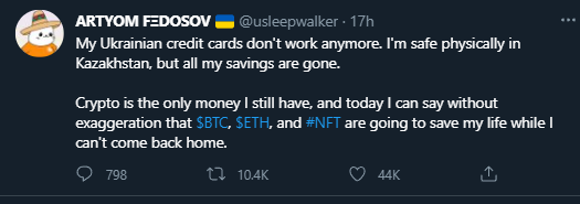 #Cryptocurrency can save lives. Its censorship resistance is also its resiliency during times of war!