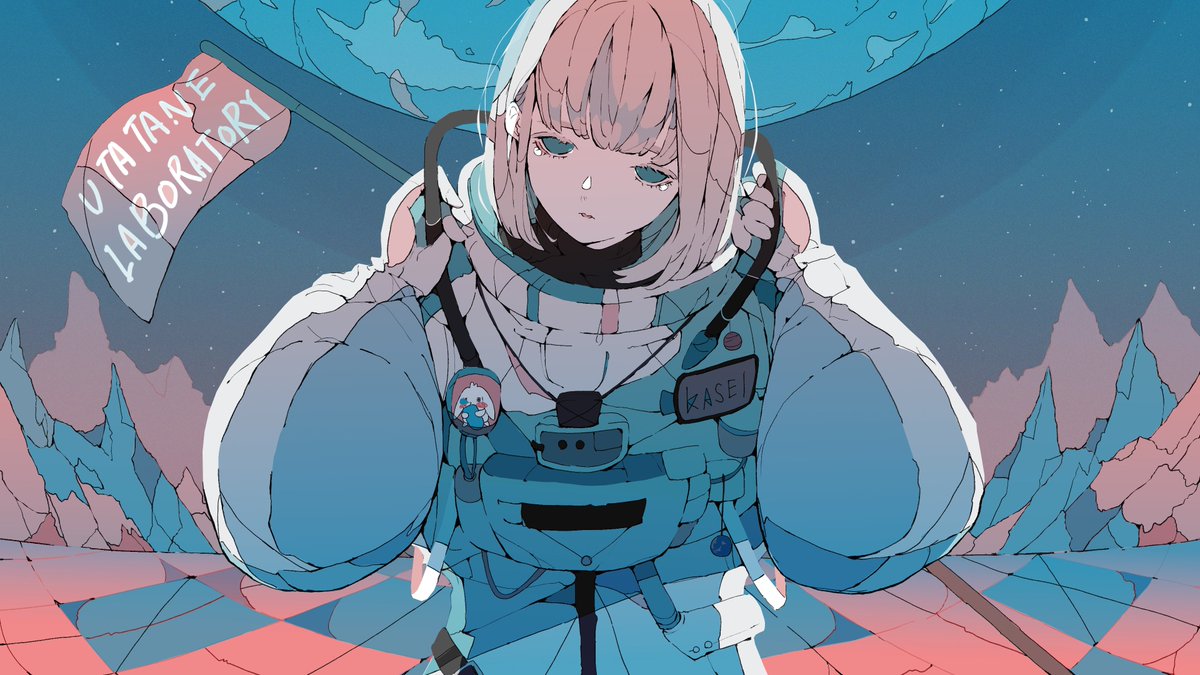 1girl solo space helmet star (sky) spacesuit astronaut bangs  illustration images