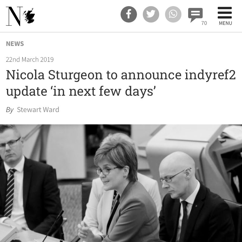 indyscotnews's tweet photo. #withinweeks #nextfewdays
23/1/2022
“Nicola Sturgeon to set IndyRef2 timetable in ‘the coming weeks’ as Omicron wave comes to an end…”
22/3/2019
“The First Minister could offer an update on the timetable of a new independence referendum within the next few days...” https://t.co/XylG8XBUA5