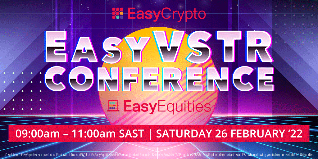 EasyEquities's tweet photo. 𝙀𝙖𝙨𝙮𝘾𝙧𝙮𝙥𝙩𝙤 𝙀𝙖𝙨𝙮𝙑𝙎𝙏𝙍 𝘾𝙤𝙣𝙛𝙚𝙧𝙚𝙣𝙘𝙚 goes LIVE soon!😎

📆 - Today!
⌚ - 09:00am - 11:00 AM SAST
🔗 - https://t.co/FkKxfCkilB
Book your spot now EasyVSTR!😉

@EasyEquities x @EasyCryptoSA
#EasyCryptoConference https://t.co/cX837T9u9X