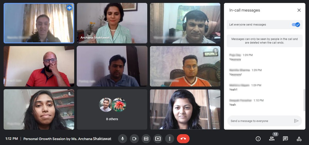 IFWWebStudio's tweet photo. Team IFW is overwhelmed to have a wonderful learning session by Ms. Archana Shaktawat @Imprintcentre. Her Personal Growth Sessions are something to learn from.
#TeamBuildingActivity #OnlineTeamActivity #IFW #TeamIFW https://t.co/mYPC3aavqD