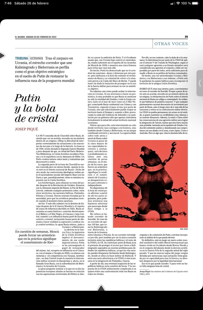 joseppiquecamps's tweet photo. Os participo mi articulo en ⁦@elmundoes⁩ sobre los posibles pasos siguientes de Putin. https://t.co/Ujx56IOyOw
