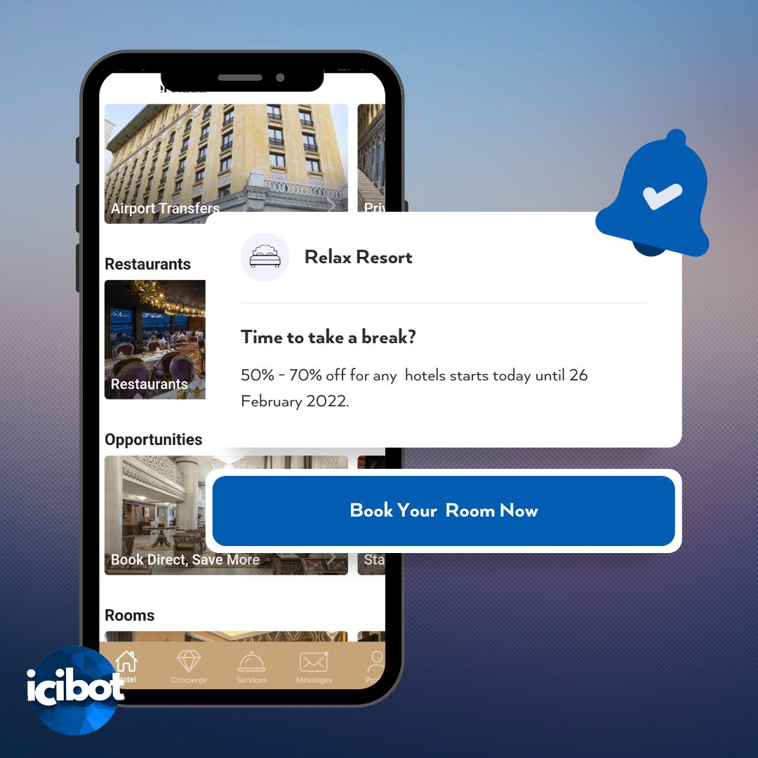 icibotapp's tweet photo. icibot creates endless opportunities to reach your captive audience using our Guest Marketing solutions. 
•
https://t.co/7udoJxFWVb
•
#ici #icibot #hotelapp #icitech #hoteltech #hoteltechnology #technology #hotelsmanagement #hotels #hospitality #guestexperience #guestsafety https://t.co/ViUQEs6Dny