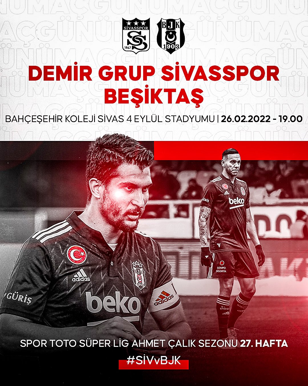 Beşiktaş'ın Sivasspor Maçına Özel Hazırladığı Görsel