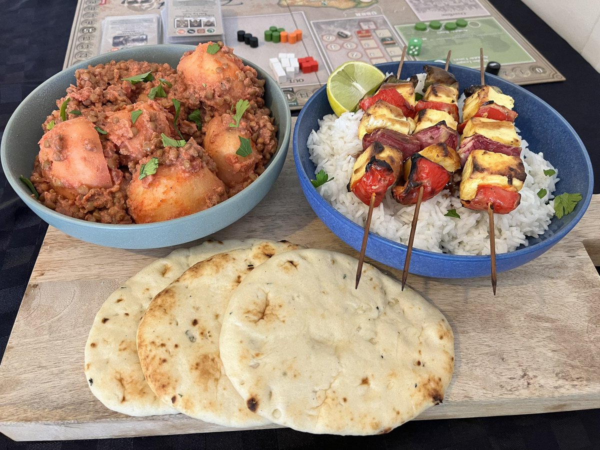 gamecook80's tweet photo. Indian inspired cooking to go with Gandhi. Dum Aloo and Paneer Tikka. @bc_mansfield @gmtgames #COINseries #wargames #aloo https://t.co/17zWqAalWG