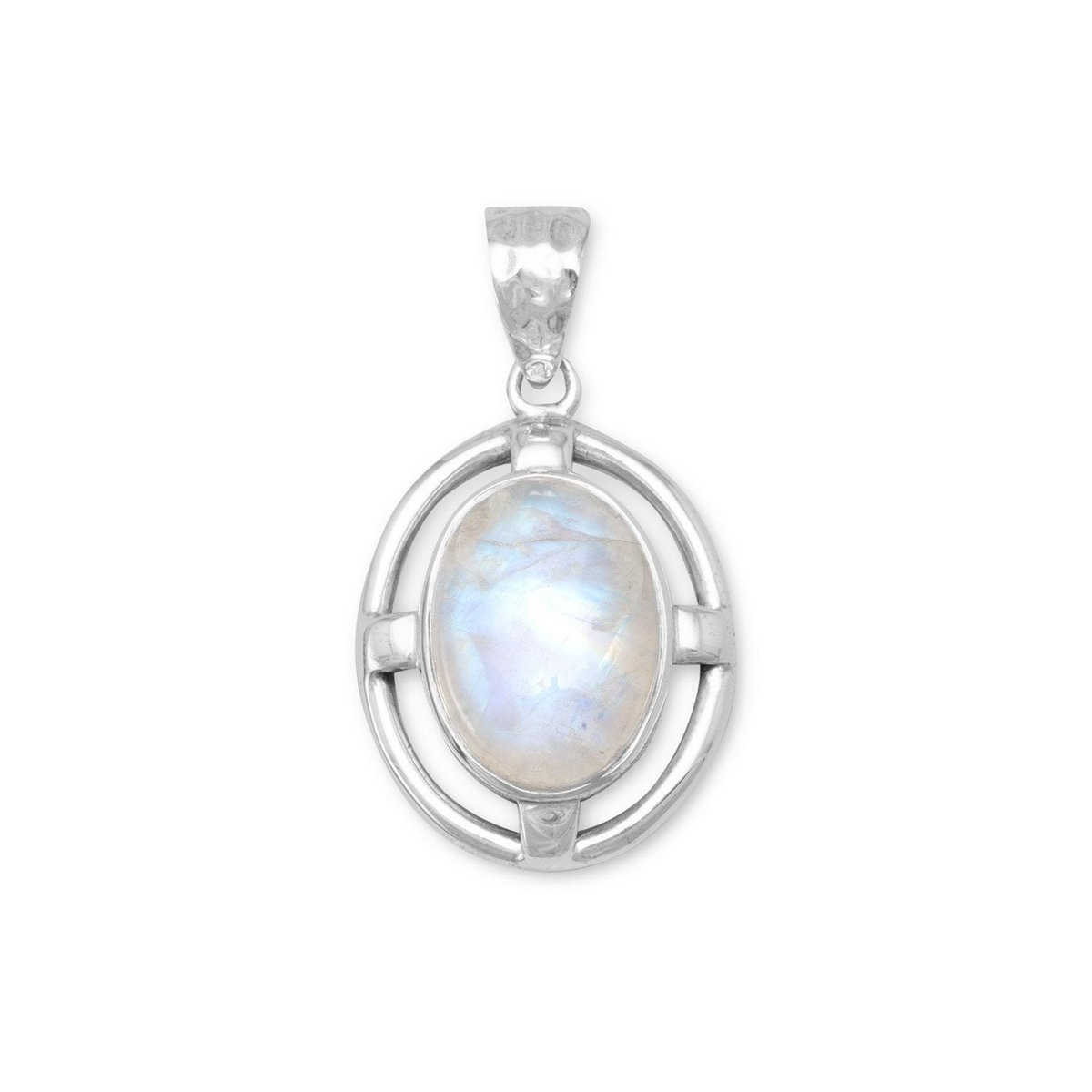 Rainbow Moonstone Pendant - Fine Sterling Silver Cut Out Design Pendant with a Hammered Finish Bale, Featuring a Genuine Rainbow Moonstone tuppu.net/1965d510 #Etsy #jewelrymandave #MoonstonePendant