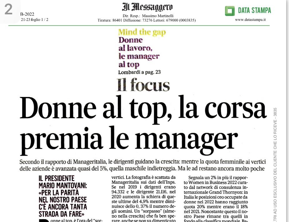 Se non ora quando?
Se vogliamo correre dobbiamo investire sulle #donne al #Top attuando parità di condizioni competitive.
Sempre.
#DigitalTransformation #genderequity
