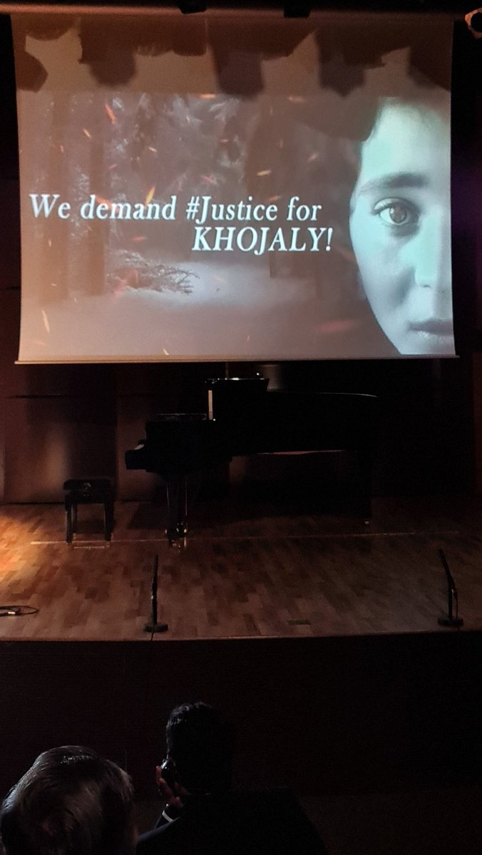 Eyes which have seen too much! Photo in poster belongs to Lefkhanim, Survivor of #Khojalygenocide. She shared atrocities of #Khojaly by armenians to Azerbaijani journalist  in 1992 when she was 9 and was filmed. Her father killed in her presence. She cannot forget those memories.