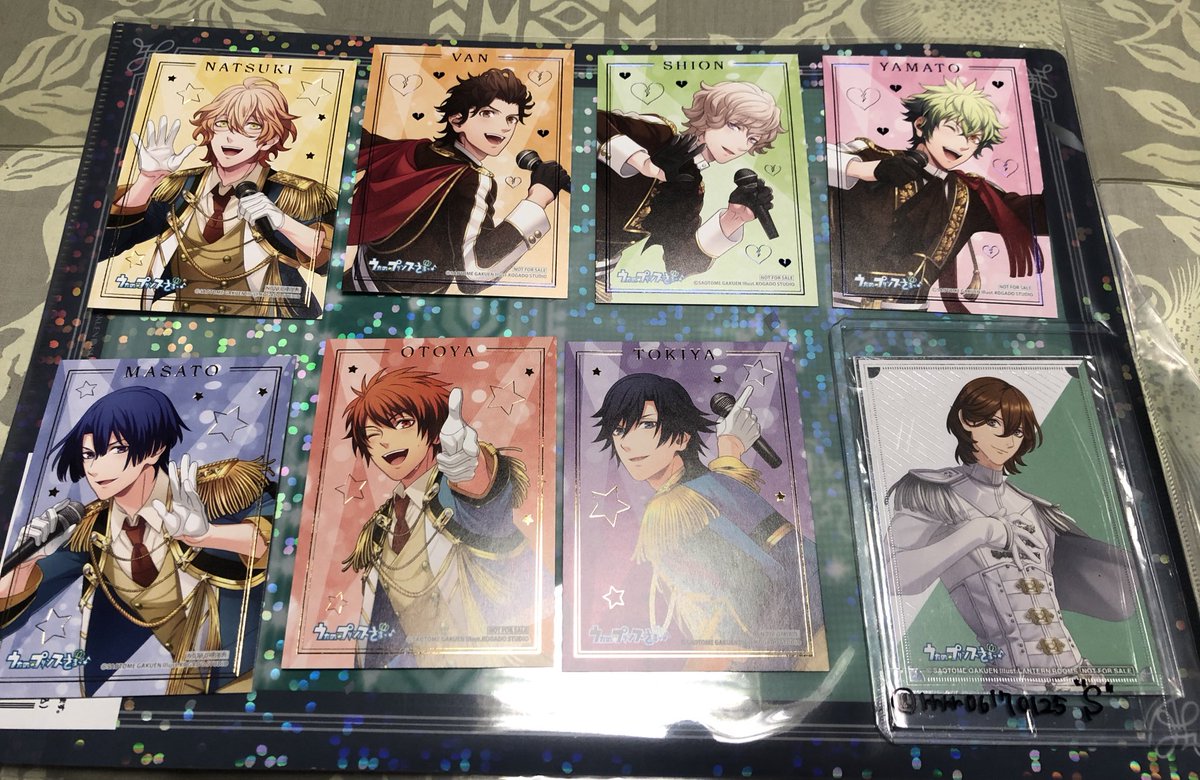 【交換】うたプリ 10th Anniversary Stage アニメイトウインターフェア 特典 イラストシート

譲→トキヤ　音也　真斗　那月　シオン　ヴァン　大和

求→嶺二&gt;藍1

郵送もしくは3.11と13にSSS現地にてお手渡しもしくは都内手渡しで交換をお願いいたします。