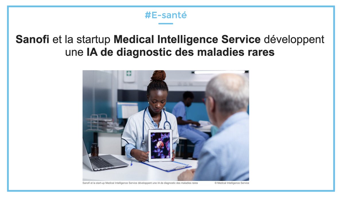 Veille #Esanté &amp; #MaladiesRares : <a href="/SanofiFR/">Sanofi en France</a>  et la startup Medical Intelligence Service développent une Intelligence Artificielle de diagnostic des maladies rares 

📌 Article de <a href="/vitardalice/">Alice Vitard B</a> de l'<a href="/LUsineDigitale/">L'Usine Digitale</a> : bit.ly/3hlZOsW #IA #RareDiseaseDay #JIMR #hcsmeufr