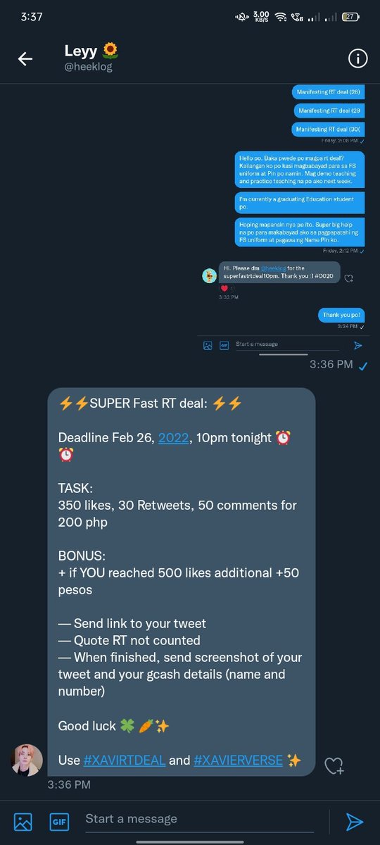 jisurie44's tweet photo. Good day po!
I got a RT deal from @xavierverse. Kindly help me please. It will help me a lot po para makapagpatahi na po ako ng FS uniform and pagawa ng Name Pin for my Practice Teaching. Badly need funds po. 🥺
Thank you so much in advance! 💗 #XAVIRTDEAL #XAVIERVERSE https://t.co/bcYmj8hq8H