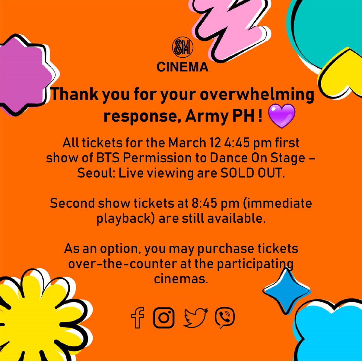 BTS Permission To Dance On Stage - Seoul : Live Viewing Announcement 💜

#BTS #PTDAtSMExclusive
#SMCinemaExclusive
#SafeandFunMovieWatching 
#SMCinema