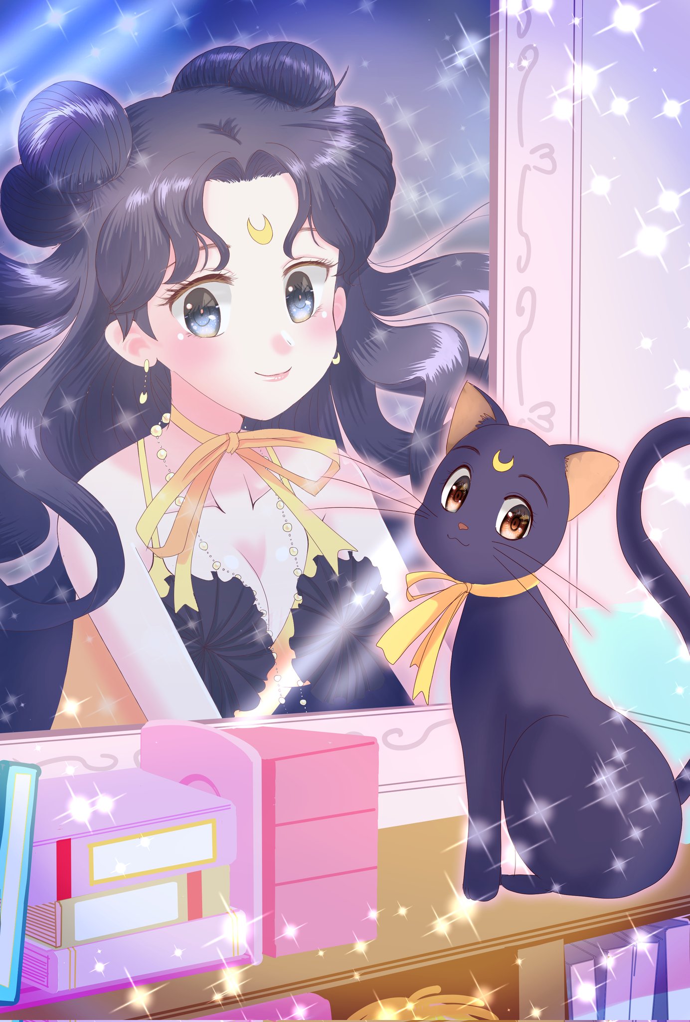 黒だ 先日は猫の日だったんですって ね 大遅刻 イラスト 猫の日 セーラームーン 人間ルナ セラムン イラスト部 T Co 4yejpn4chy Twitter