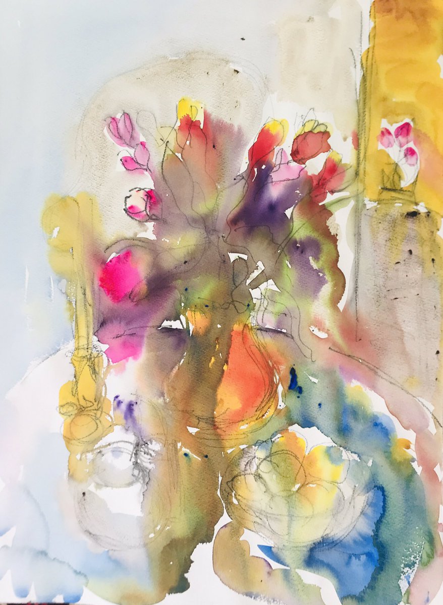 firthannelise's tweet photo. Latest watercolour 
22 inches by 30 inches
Blue, gold, opera rose https://t.co/NN37XX5qPK