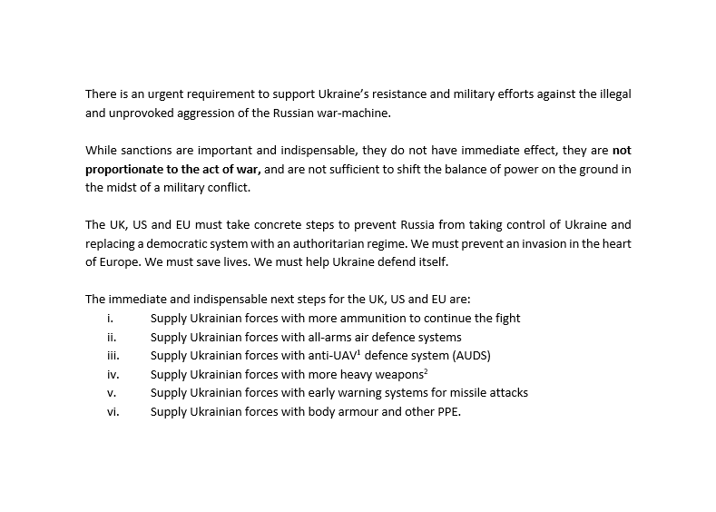 This is from the Ukrainian Rada. This is what they really need from us. Immediate help in arms and ammo from their allies in Europe. The US has begun to do their part and Estonia is sending Javelins. Where are the European values now? Just words in the wind? <a href="/GermanyNATO/">Germany at NATO</a>