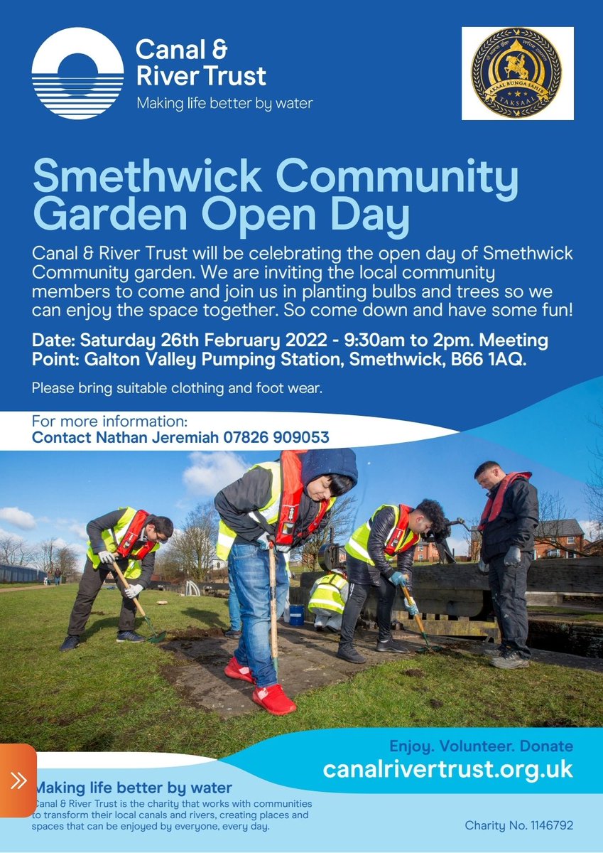 run_taz's tweet photo. Today from 9.30am!
Please join @CRTWestMidlands @NathanCRT4 @LutfurCRT to help at the community garden launch!
#letsplant
#letsgrow
@CanalRiverTrust
#lifesbetterbywater
@birminghamcg22
#gettingamesready https://t.co/1rtM6H62lC