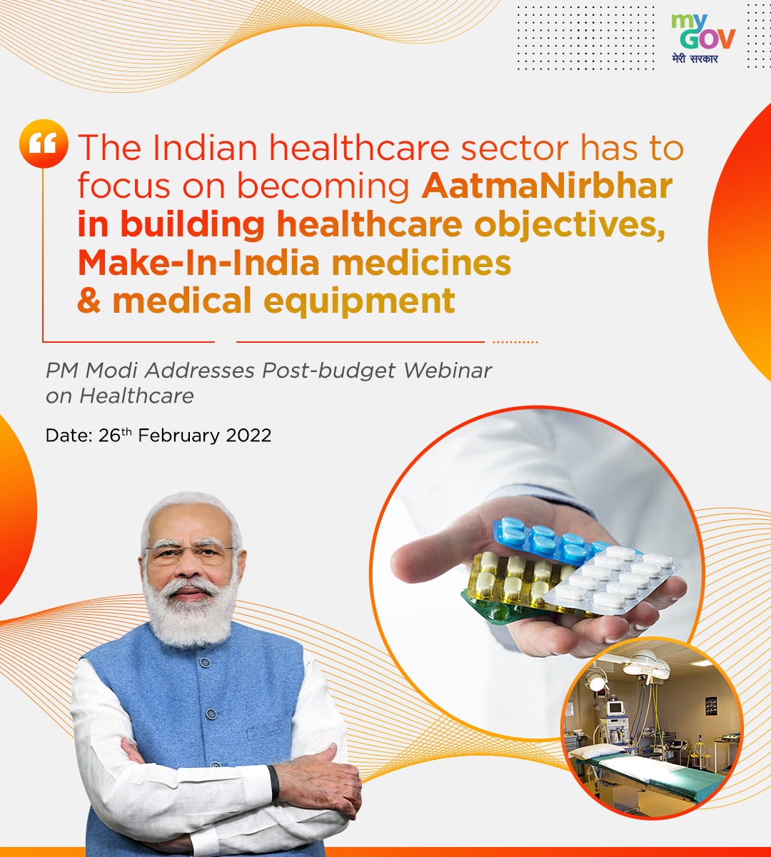 mygovindia's tweet photo. PM @narendramodi addressed a post-budget webinar on Ayushman Bharat Digital Mission, E-Sanjeevani and Tele Mental Health today. Check out the key highlights! #HealthInBudget #AatmaNirbharBharatKaBudget https://t.co/dLfII3BYgc