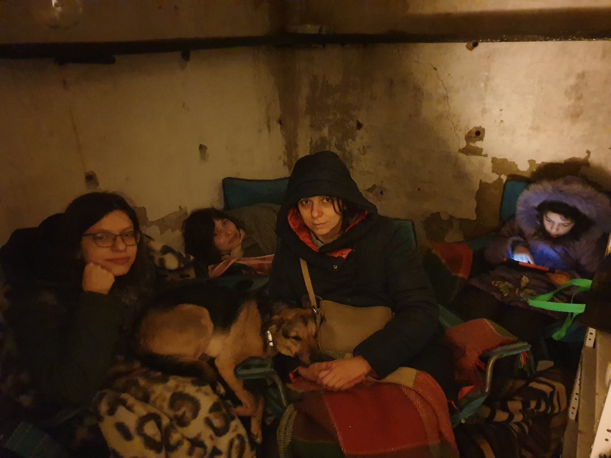 Family in our home's cellar during bombardment of Kharkiv by Russians.
Every person in my feed who thinks there is just "some politics" happening in some indistinct country and going on with your day, we are looking at you.