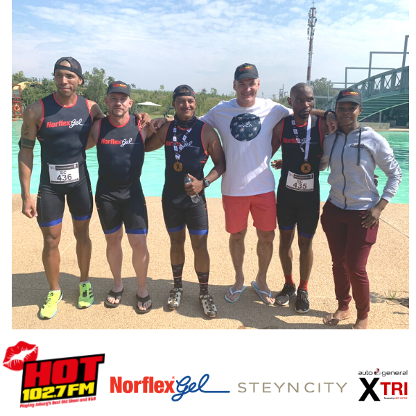 Hot1027FM's tweet photo. Going the distance. Team Hot 102.7FM at the @AutoandGeneral Cross Triathlon. Congrats! Team Hot102.7FM Drive finished in 2nd place overall in teams & 1st in male teams #racedrive Team Hot 102.7FM Breakfast has finished in 5th place overall & 2nd in mixed teams #racebreakfast https://t.co/SwKVoUaB63
