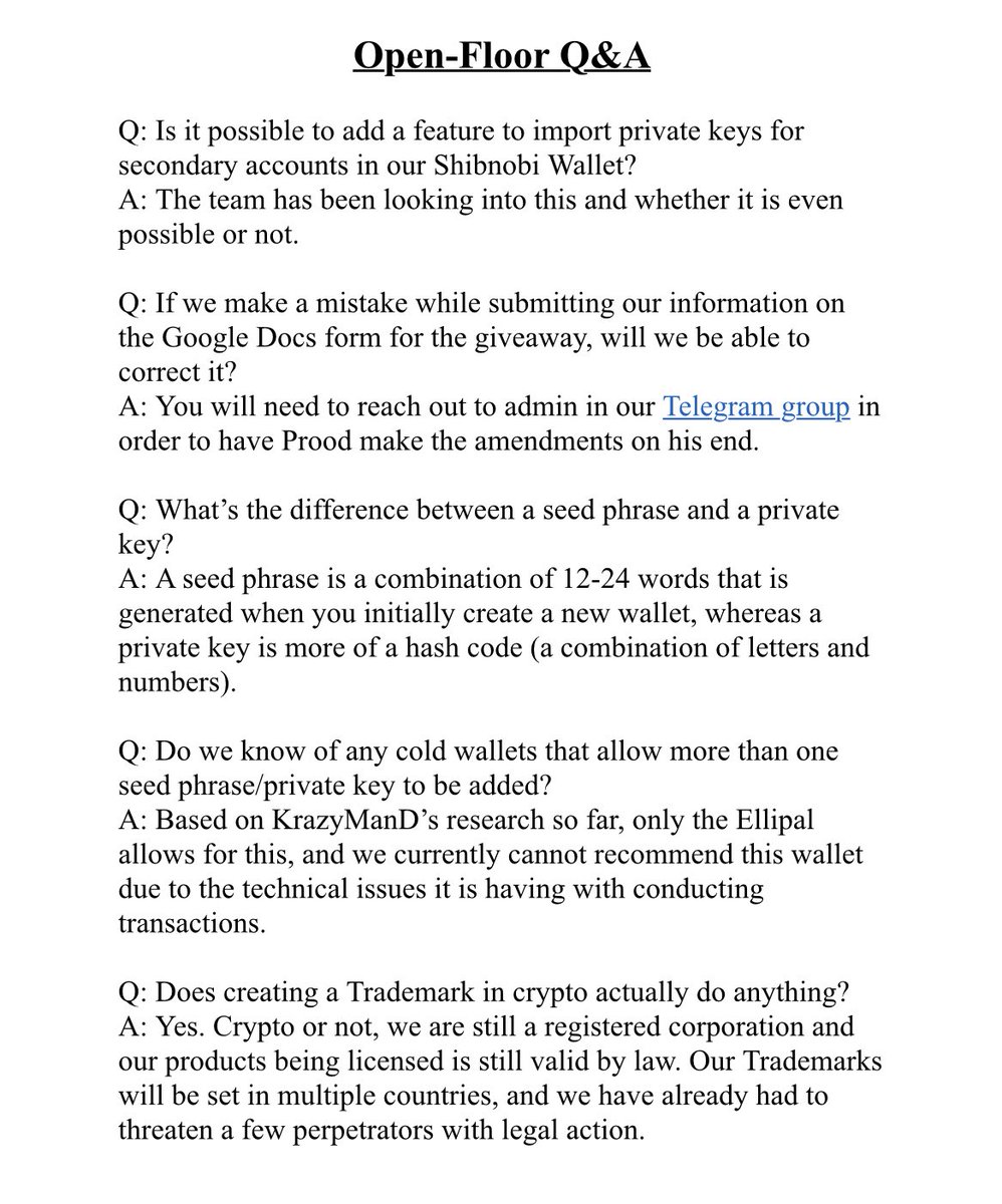 #SHIBNOBI AMA RECAP‼️ AKA "CLIFF'S NOTES" 25 FEB 2022 
#SHIBNOBI #SHINJA #SHINJASEASON
