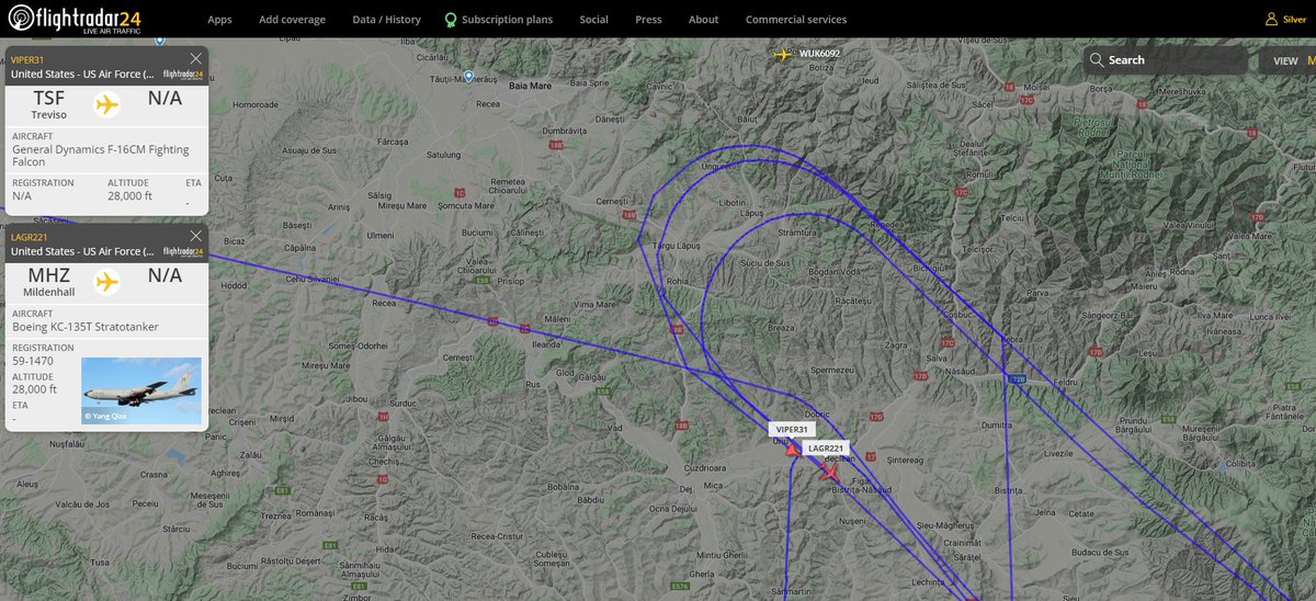 usrb1n's tweet image. F16 getting gas  @flightradar24 #Romania #NATO
