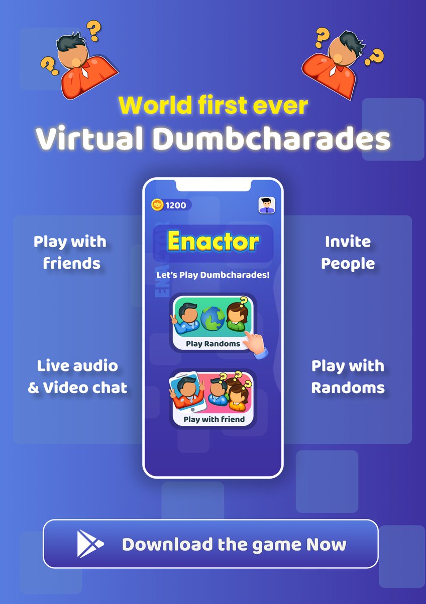 Enactor_'s tweet photo. World's first ever Virtual Dumb Charades is here 
DOWNLOAD NOW : https://t.co/xwUEhoyAcQ https://t.co/Cr5D2Yg1Ez
