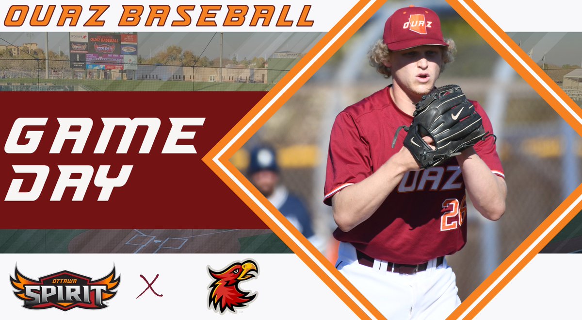 OUAZSpirit's tweet photo. 📅 GAMEDAY (DH)

⚾️: @OUAZBaseball 
🆚: Arizona Christian

📍: Waddell, AZ
🏟️: Canyon View HS
🕓: 4 pm

💻: https://t.co/lgX9Mija1V
📺: GSAC Network (Amazon, Apple, Android, Roku)
📊: https://t.co/VZwexqU5p0

#WeAreOUAZ #OUAZbaseball https://t.co/9ikIhPZh6M