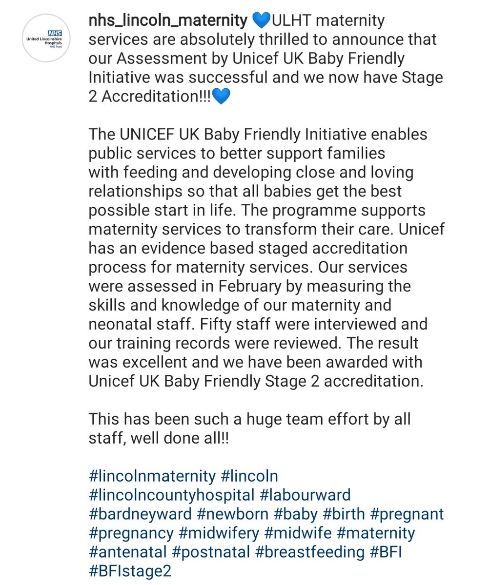 💙ULHT maternity services are absolutely thrilled to announce that our Assessment by Unicef UK Baby Friendly Initiative was successful and we now have Stage 2 Accreditation!!!💙

#pregnancy #midwifery #midwife #maternity #antenatal #postnatal #breastfeeding #BFI #BFIstage2
