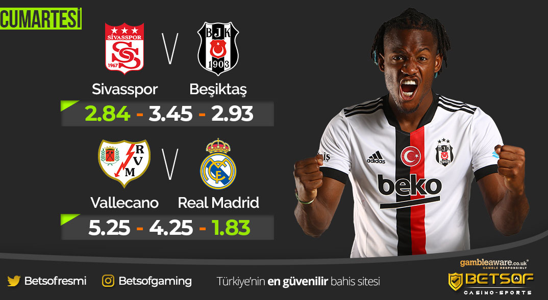 🔥 %100 FREEBET YATIRIM BONUSU❗

⚽ Sivasspor - Beşiktaş
⚽ Vallecano - Real Madrid

❓İki maçta toplam kaç GOL olur?

🎁🎁 Doğru tahmin eden 10 üyemize 15 TL Freebet (RT + Fav + 3 arkadaş etiketle.)

✅ SON İŞLEM ŞARTI YOKTUR ✅

💻 bit.ly/Betsof