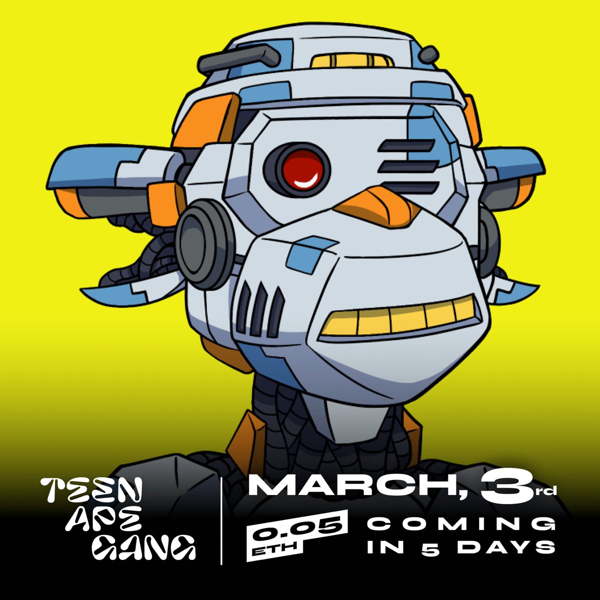 TeenApeGang's tweet image. It’s almost time to mint! It will be huge 🚀🚀

TAG Mutants launch in 5 days, don’t miss it.

Join our discord for:

🔥VIP spots 
🔥Daily giveaways